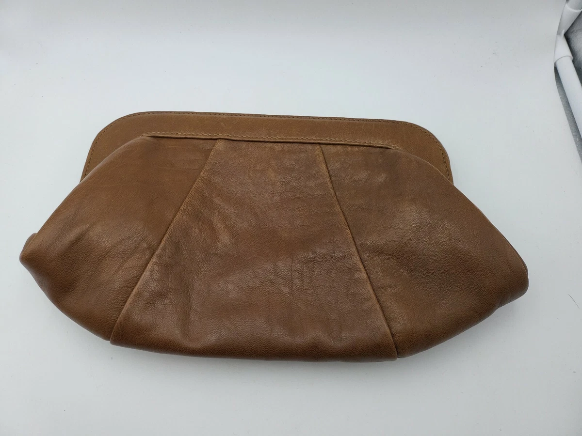 Lauren Merkin Brown Leather Clutch Purse Bag