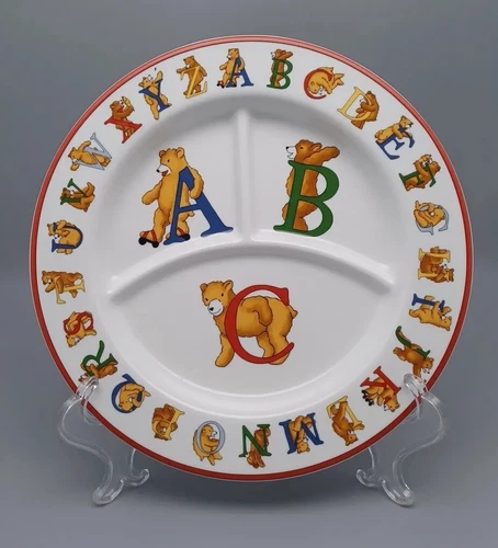 1994 Vintage Tiffany and Co. Alphabet Bears Baby Childs Compartment Plate Unused