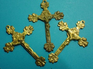 3 antique MONASTERY CRUCIFIXES france / CHERUBS