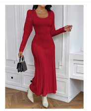 Red Elegant Fishtail Sweater Dress