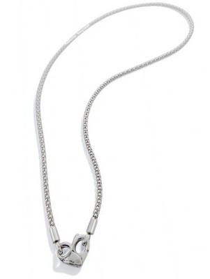 NEW 100% Authentic PANDORA 925 Silver Heart Studded Chain Necklace 
