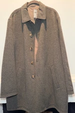 NWT Zegna Reversible Trench Coat Wool Cashmere Nylon 54 XL Italy Leather Trim