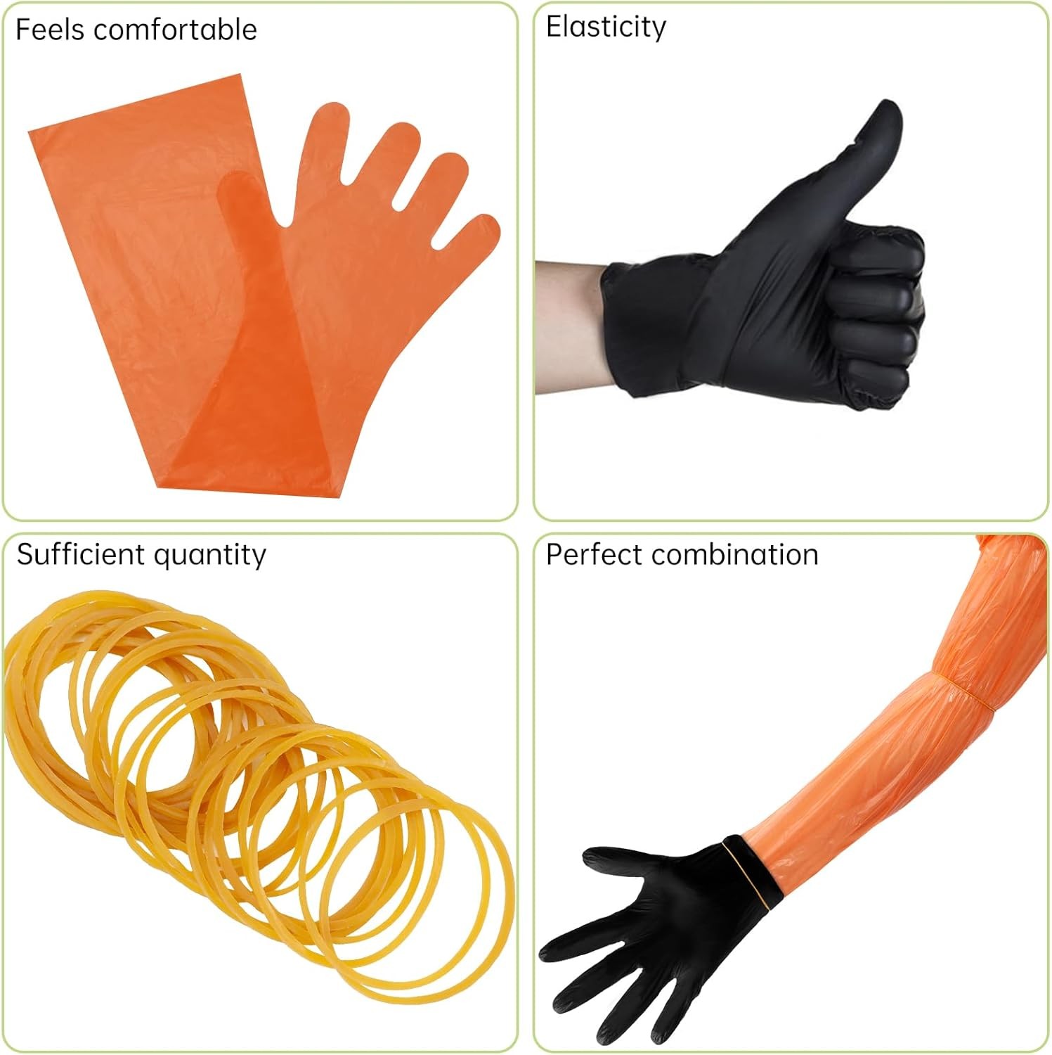 YUNVI Field Dressing Gloves for Deer Hunting and Veterinary One Size, Orange 