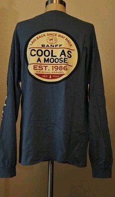 Banff Cool As A Moose XL Long Sleeve Blue Vtg T-shirt 