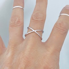 Sterling Silver Crisscross Ring, Silver Rings, Criss Cross Bands, X Band