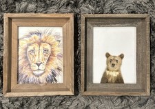 Two Framed Animal Pictures Perfect for Nursery Room Decor
