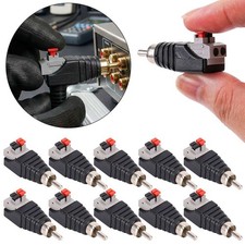 10Pcs Speaker Wire Cable to Audio Male RCA Connector Adapter Jack Plug Converter