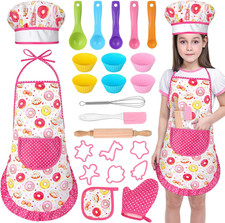 Kids Cooking and Baking Chef Set, 25PCS with Kids Apron,Chef Hat  Utensils i...