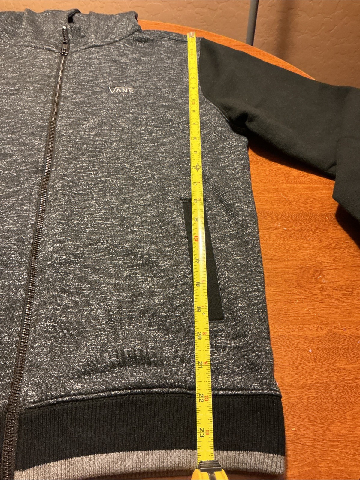 Vans Boys Hoodie Youth L Gray Black Zip Up Sweatshirt  With Chest Logo thumbnail 9