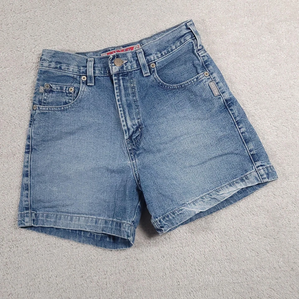 Pantalones cortos vaqueros plateados vintage para mujer 26 denim tiro alto clásicos años 90 Y2K Canadá Foto 2 de 4