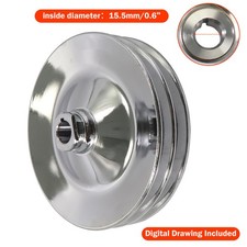 Chrome Double Groove Power Steering Pump Pulley Key Way For Gm Sbc Bbc Chevy