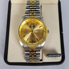 Mens Vintage Geneva President Two Tone Champagne Dial Watch WITH BOX