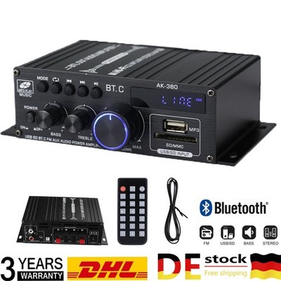 Bluetooth Mini Verstärker Power Audio Stereo Bass USB SD FM Auto+Fernbedienung