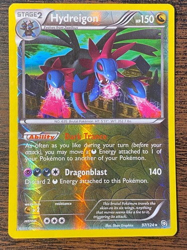 Hydreigon 97/124 Rare Dragons Exalted Pokemon Reverse Holo Lightly Played