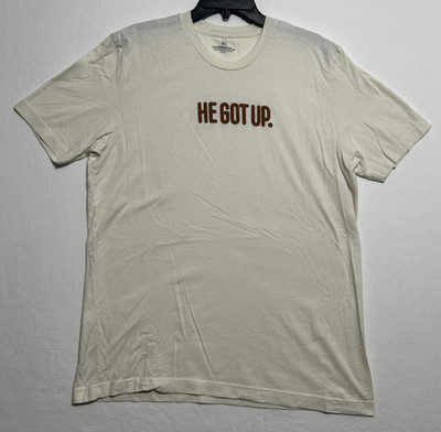 Beacon Threads Men s XL Cream Colored Short Sleeve Graphic T-Shirt HE GOT UP.