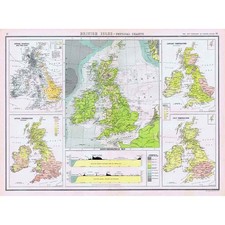 Carte fisiche BRITISH ISLES - Mappa antica 1902 di Bartolomeo