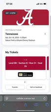 Alabama Vs Tennessee Football Tickets
