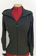 Lululemon Jacket Women Size 4 Heathered Gray Pockets Hoodie Mock Neck Full Zip