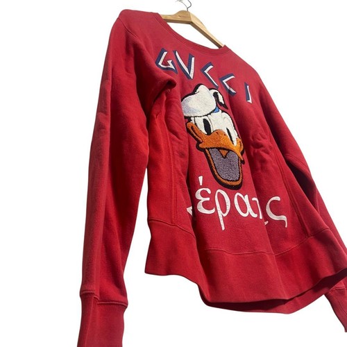 GUCCI × Disney Collaboration Donald Duck Sweatshirt S Size Red Vintage Used - Picture 10 of 24