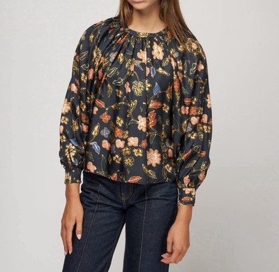 Ulla Johnson Long Sleeve Marisol blouse In Odessa   % Silk. Size 4.  $695 orig