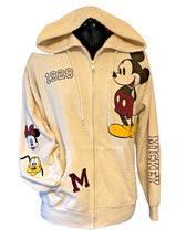 Disney Mickey Mouse Womens 1928 Ivory Full Zip Hoodie Large Character Graphics