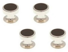 David Van Hagen Mens Onyx Round Dress Studs - Black/Silver