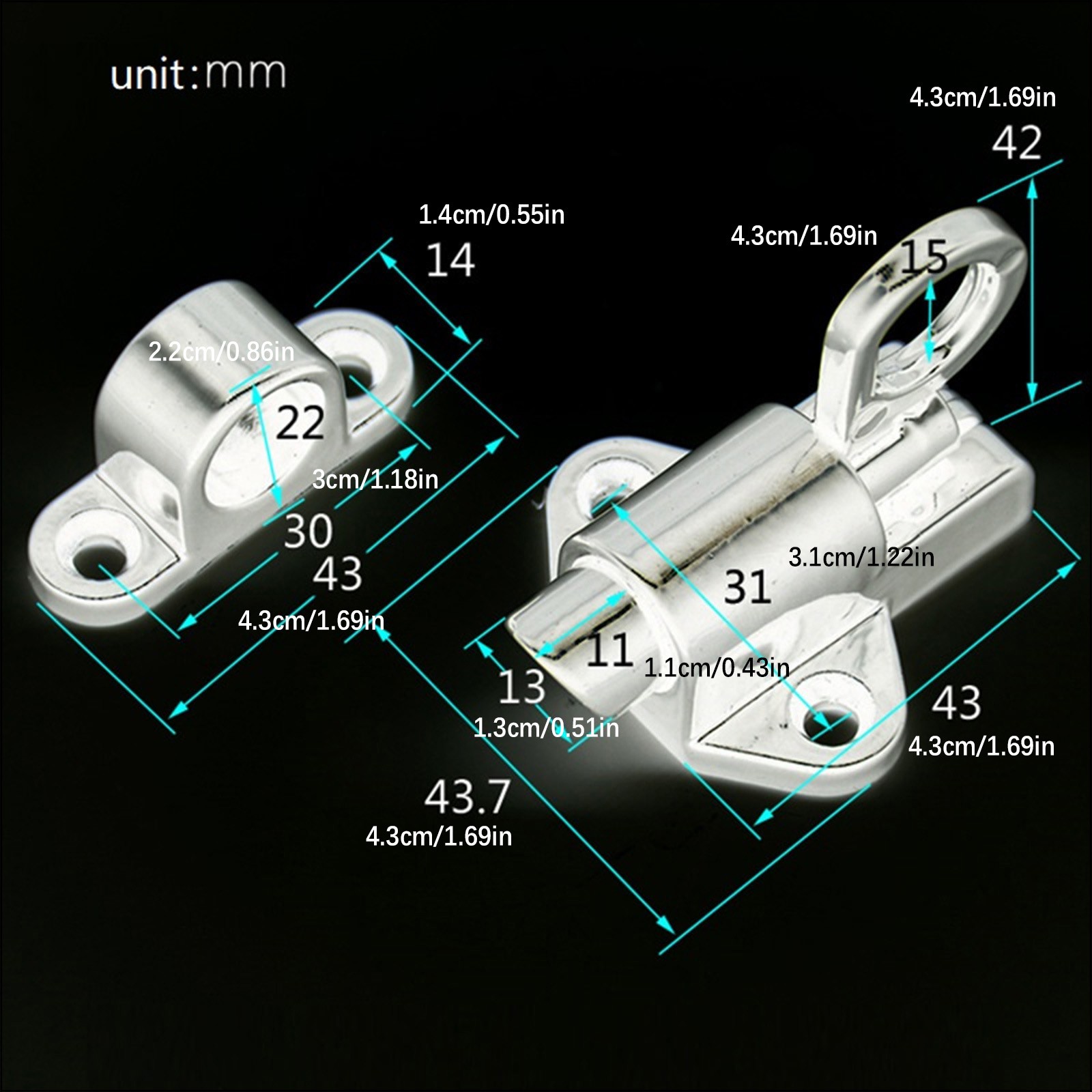 1Pc Silver Self Closing Latch Bolt Auto Spring Loaded Door Gate Security Lock gg