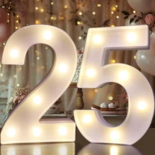 25th Birthday Decorations for Her Him, Light Up Number 25 for Party Table Dec...