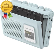 Portable Cassette Player Tape Recorder Walkman with Built-In Speaker,Microphone,