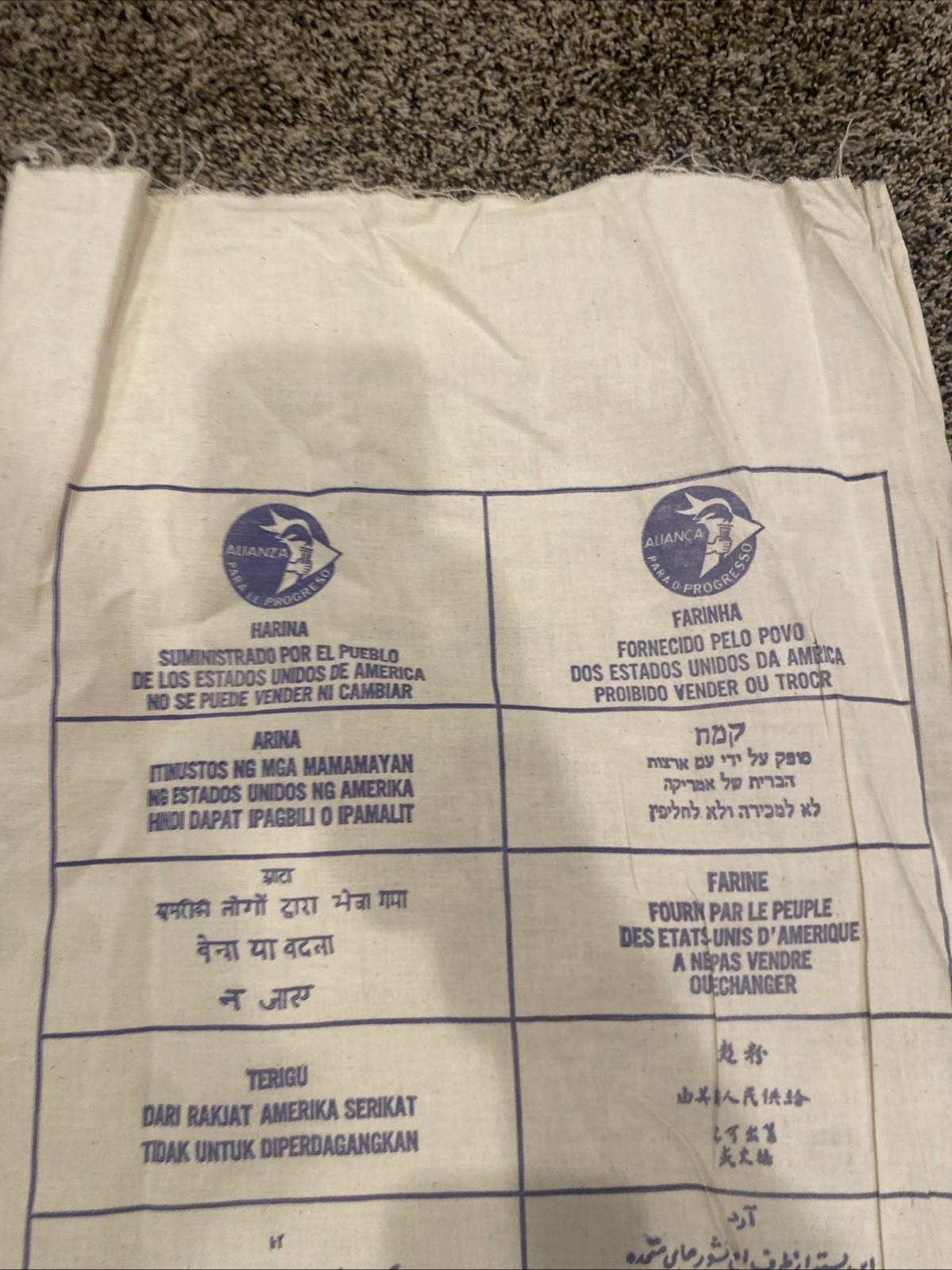 Vintage 50 Lb Flour Sack Donated By People Of The United States Of America
