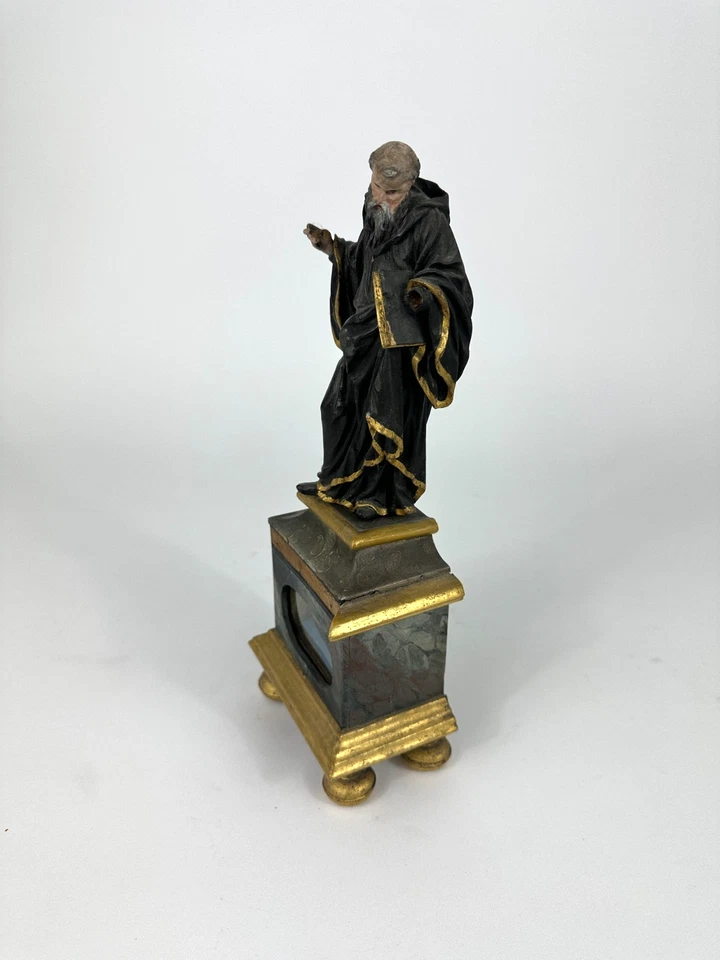 Antike Heiligenfigur Antonius von Padua Barock Reliquie Reliquiar Geschnitzt - Bild 4 von 4