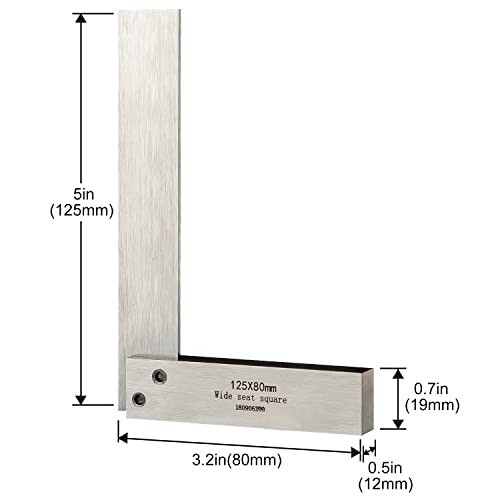 Precision Machinist Square 90° Right Angle Tool - Hardened Steel Angle Ruler 5"x - Picture 4 of 8