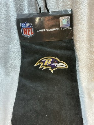 Team Golf NFL Baltimore Ravens Embroidered Premium Sports Towel w/ Hook & Gromm