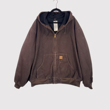VTG Carhartt Mens Active Jacket Brown Sandstone Duck Hooded Heavyweight 90s 3XL