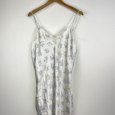 Vintage 1990s white pastel blue/pink floral lace Slip dress large made in USA.