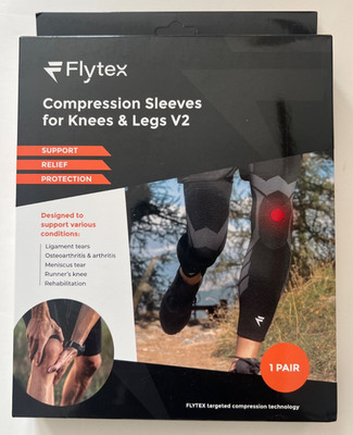 NIB Flytex Compression Sleeves V2 for Knees and Legs Size Medium M Black