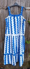 BNWOT NEXT Blue White Striped Rick Rack Maxi Square Neck Dress 14P Was £48