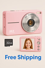 Digital Camera, FHD 1080P Point and Shoot Kids Camera, with 32GB Card, 2 Batt...