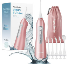 AquaSonic Water Flosser Cordless Rechargeable for Teeth Clean Rose Gold