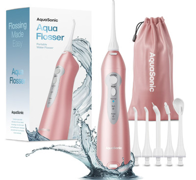 AquaSonic Water Flosser Cordless Rechargeable for Teeth Clean Rose Gold