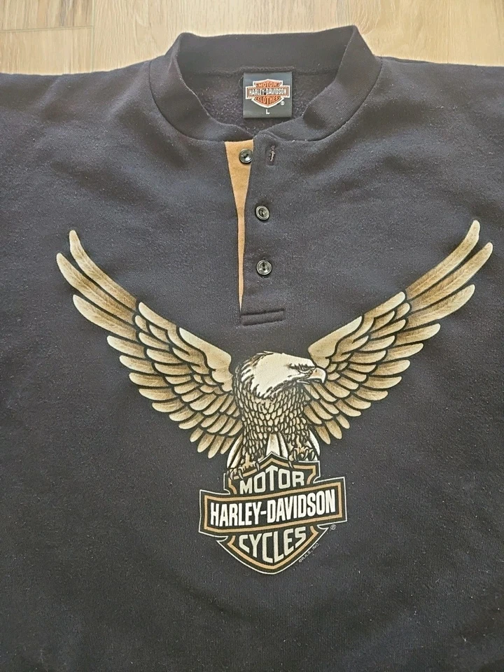 Vintage Y2K Harley-Davidson Sweatshirt Oak Lawn Illinois Mens Large-Black/Brown - Image 3 of 4