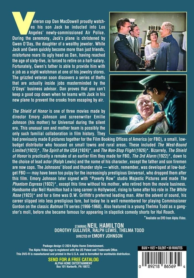 The Shield of Honor [DVDs] Silent Film - New/Sealed - Free Shipping - Image 2 of 2