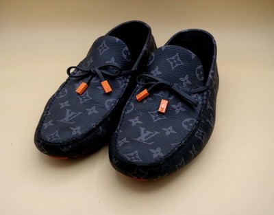 Louis Vuitton Driver Moccasins Monogram Eclipse Black With Orange LV 10 / US 11