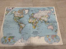 Set  2 Vintage National Geographic Society Physical World Maps 1987 1991 Good VG