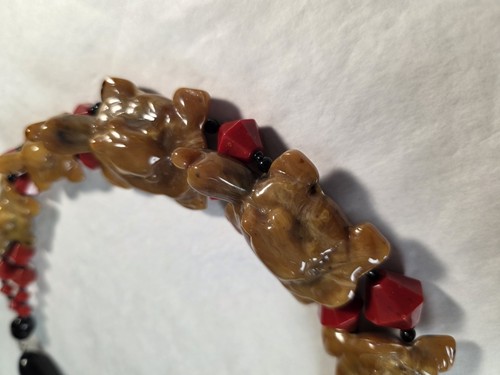 Fiocchi Italy Statement Necklace Carved Graduated Turtles 18" - Picture 4 of 11