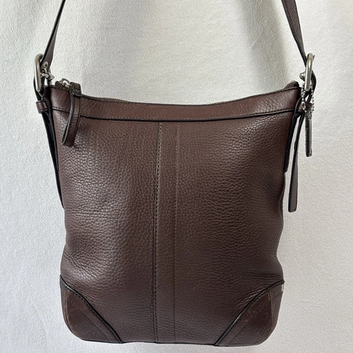 Y2K COACH F12319 BORSA A TRACOLLA IN PELLE CIOTTOLATA BORSA ESPRESSO MARRONE B01