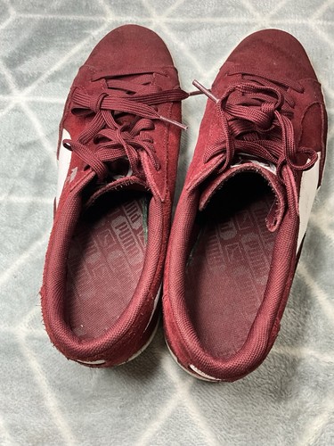 Puma Match Burgundy Lace Up Trainers Men’s Size 7 Suede Shoes - Picture 9 of 11