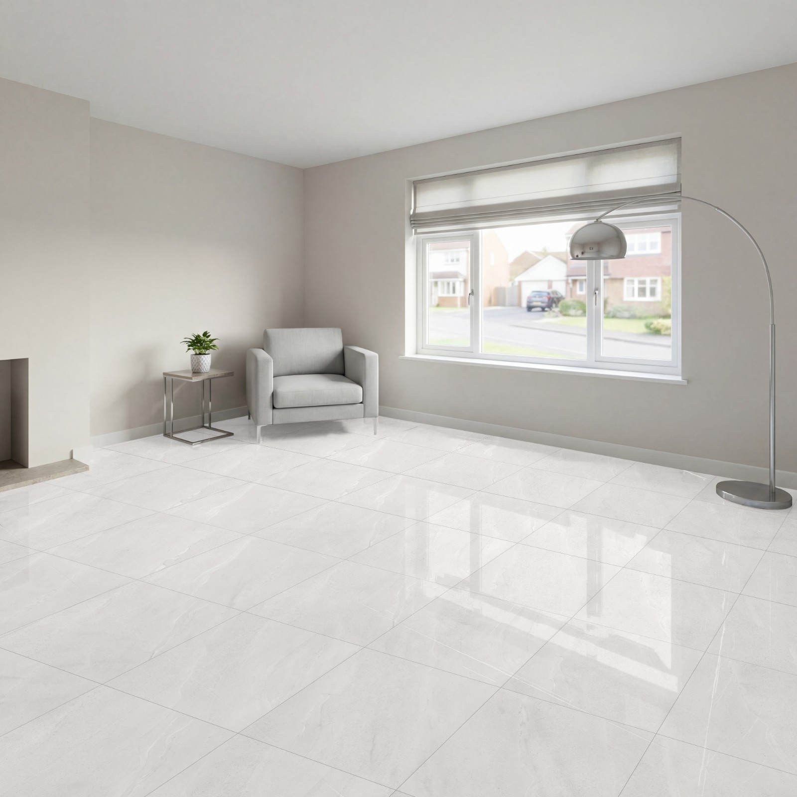 Off White 600x600 Gloss Wall & Floor Kitchen-Bathroom Porcelain Tiles Pallet Lot