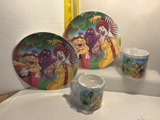 McDonalds 1991 - Set McDonaldland Earth Friendly - Deux assiettes plastiques 8" + tasses