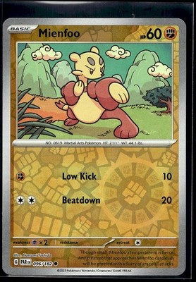 Mienfoo 096/182 SV04: Paradox Rift Common Reverse Holo Pokemon TCG LP